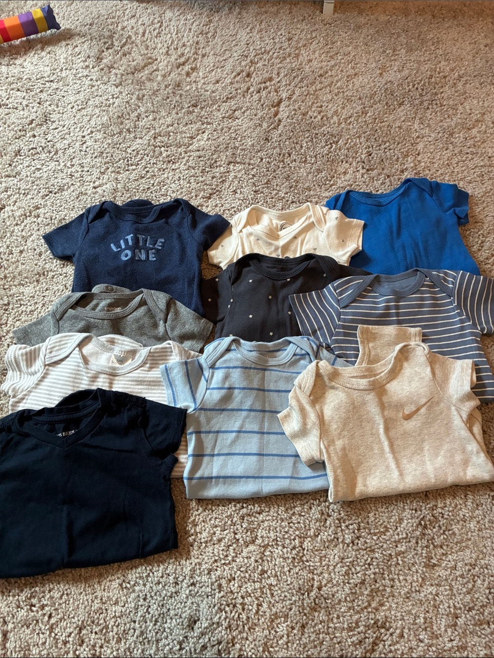 Assorted Baby Short-Sleeve Onesies - Blue, Navy, Gray & Cream